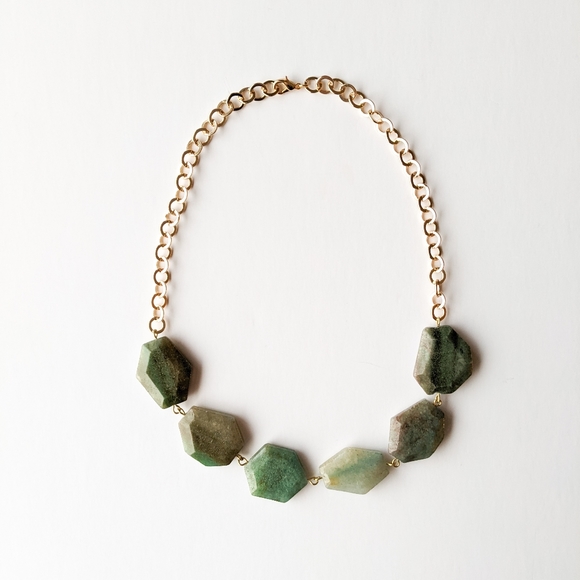 Quartz Stone Statement Gold Chain Necklace - Picture 8 of 14